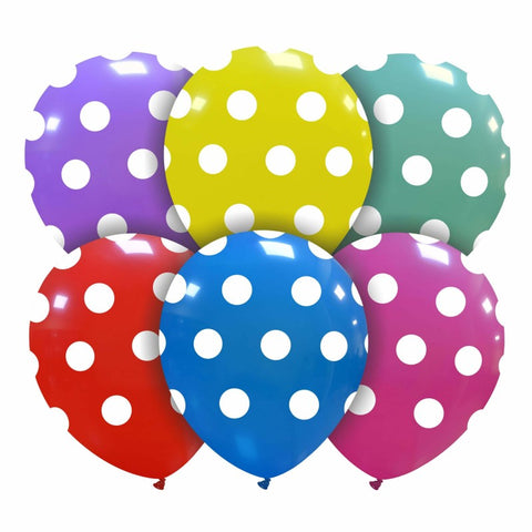 Cattex 5 Inch Round Polka Dot Assortment Balloons 100ct