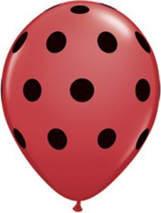 5" Round Polka Dot Red Black / Lady Bug